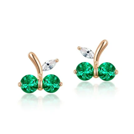 925 Silver Lab-Created Emerald Earrings - Model A73-E2020863-B