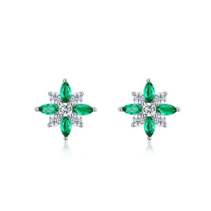 925 Silver Lab-Created Emerald Earrings - Model A73-E2020869