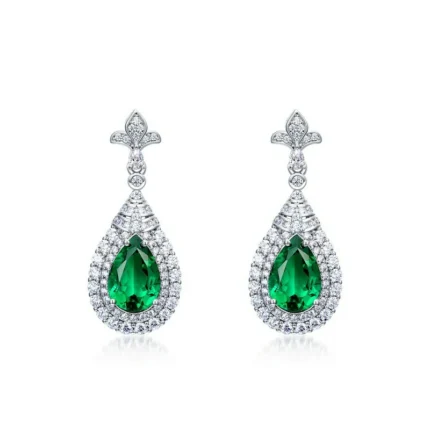 925 Silver Lab-Created Emerald Earrings - Model A73-E2020969