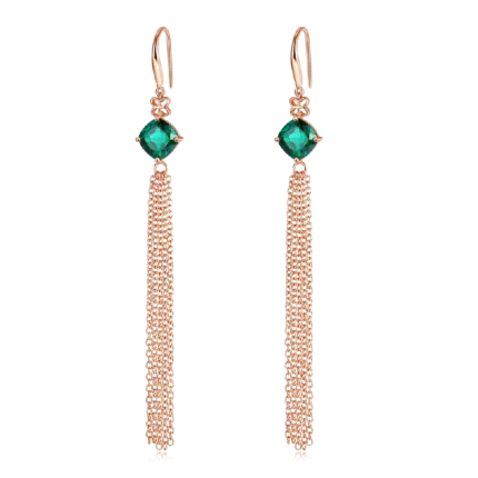 925 Silver Lab-Created Emerald Earrings - Model A73-E2020983