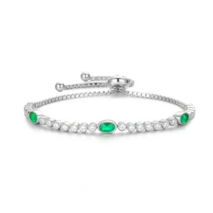 925 Silver Lab-Created Emerald Bracelet - Model B1917989