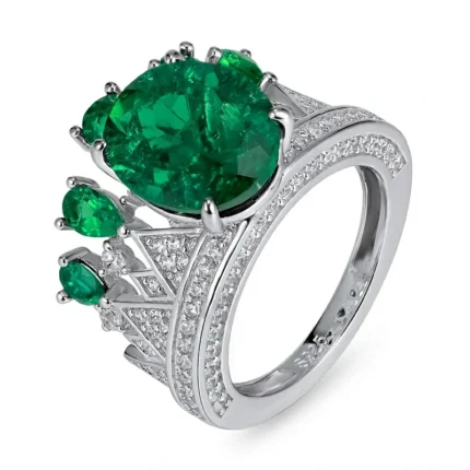 925 Silver Lab-Created Emerald Ring - Model CR02275