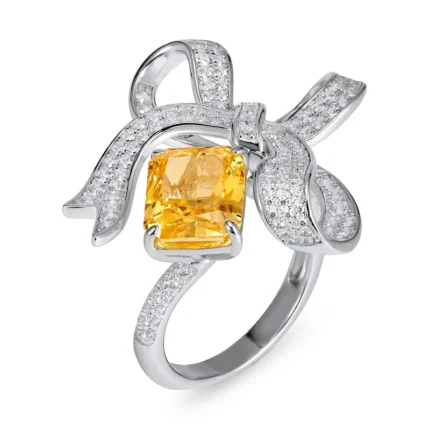 925 Silver Yellow Cubic Zirconia Ring - Model CR02291Y