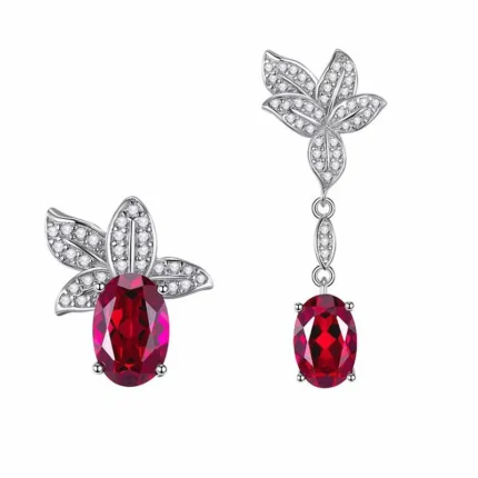 925 Silver Cultured Ruby Earrings E0004R