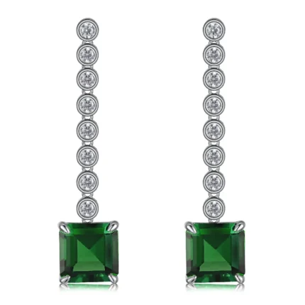 925 Silver Lab-Created Emerald Earrings - Model E0016