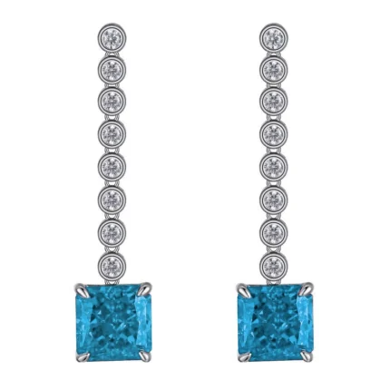 925 Silver Aquamarine Cubic Zirconia Earrings E0016B