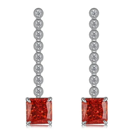 925 Silver Red Cubic Zirconia Earrings E0016R