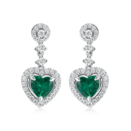 925 Silver Lab-Created Emerald Earrings - Model E0036