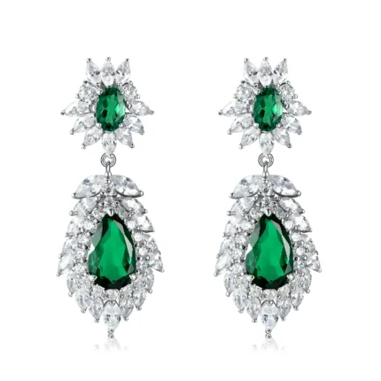 925 Silver Lab-Created Emerald Earrings - Model E0072