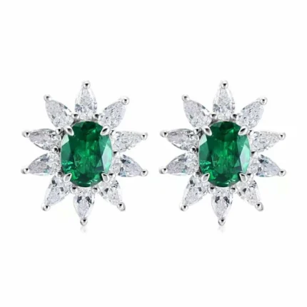 925 Silver Lab-Created Emerald Earrings - Model E0074