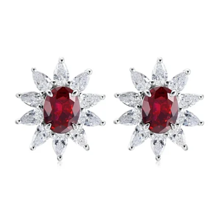 925 Silver Cultured Ruby Earrings E0074—1