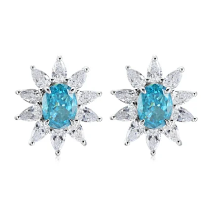 925 Silver Blue Cubic Zirconia Earrings E0074-2