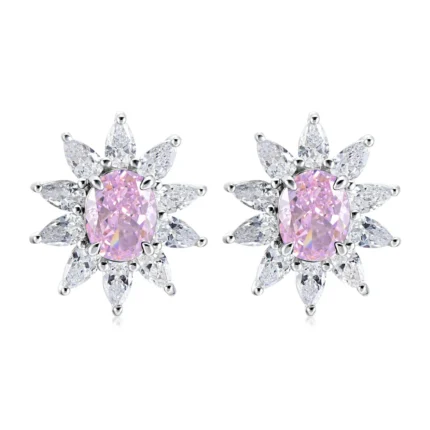 925 Silver Pink Cubic Zirconia Earrings E0074-4