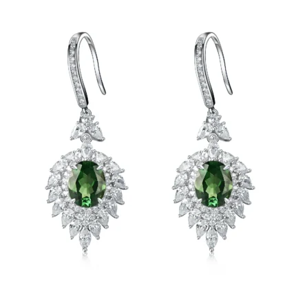 925 Silver Lab-Created Emerald Earrings - Model E0079