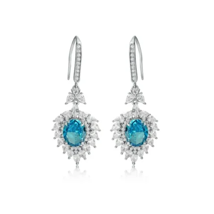 925 Silver Blue Cubic Zirconia Earrings E0079B