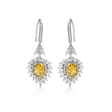 925 Silver Yellow Cubic Zirconia Earrings E0079Y