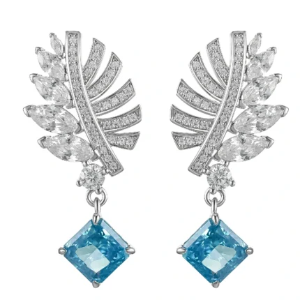 925 Silver Blue Cubic Zirconia Earrings E-038B