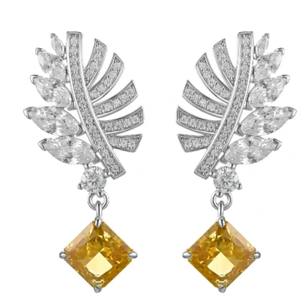 925 Silver Yellow Cubic Zirconia Earrings E-038Y