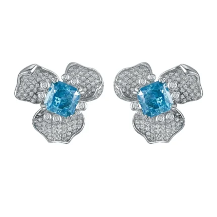 925 Silver Blue Cubic Zirconia Earrings E-040B