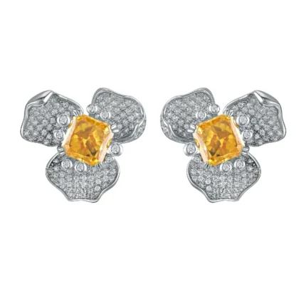 925 Silver Yellow Cubic Zirconia Earrings E-040Y