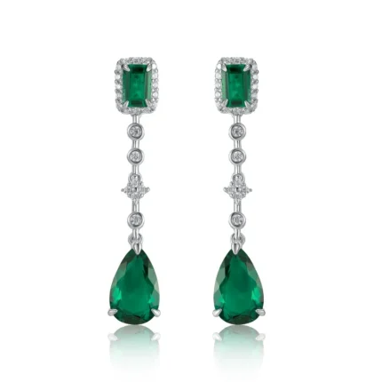 925 Silver Lab-Created Emerald Earrings - Model E0625