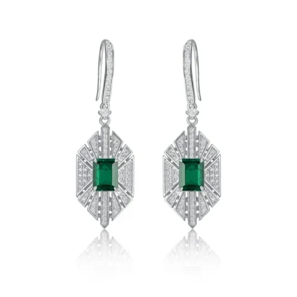 925 Silver Lab-Created Emerald Earrings - Model E0676