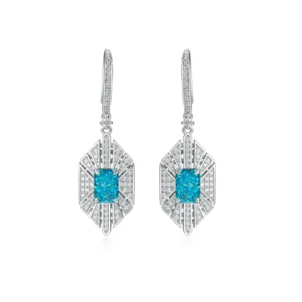 925 Silver Blue Cubic Zirconia Earrings E0676B