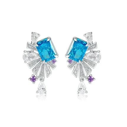 925 Silver Blue Cubic Zirconia Earrings E0692B