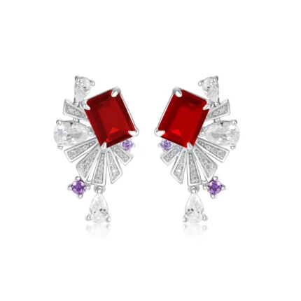 925 Silver Cultured Ruby Earrings E0692R