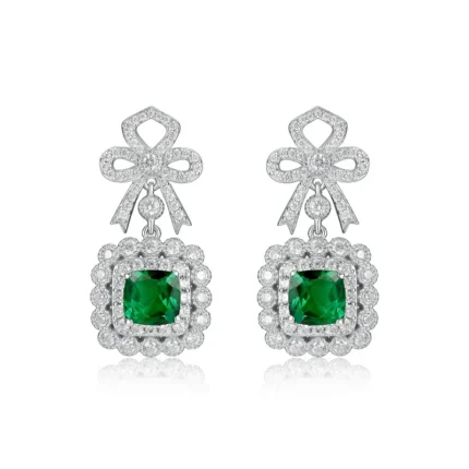 925 Silver Lab-Created Emerald Earrings - Model E0698
