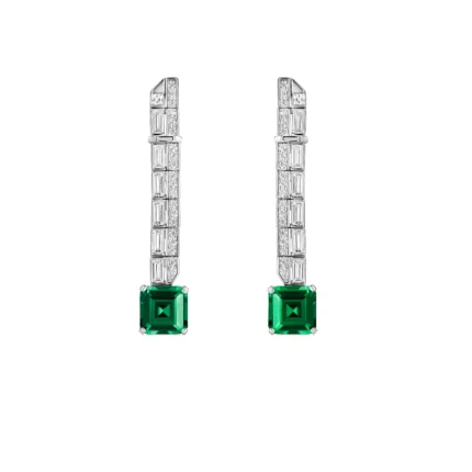 925 Silver Lab-Created Emerald Earrings - Model E0758