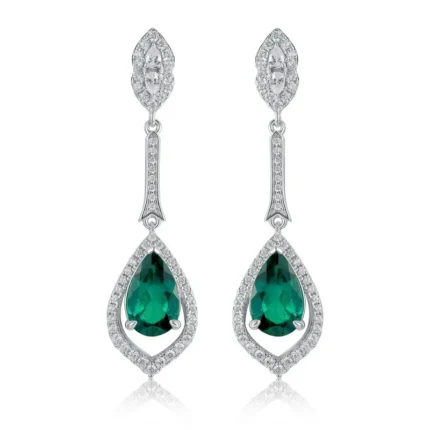 925 Silver Lab-Created Emerald Earrings - Model E0804