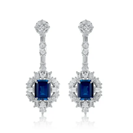 925 Silver Lab-Created Blue Sapphire Earrings - Model E0812B