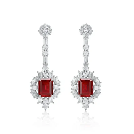 925 Silver Cultured Ruby Earrings E0812R