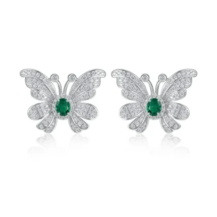 925 Silver Lab-Created Emerald Earrings - Model E0852