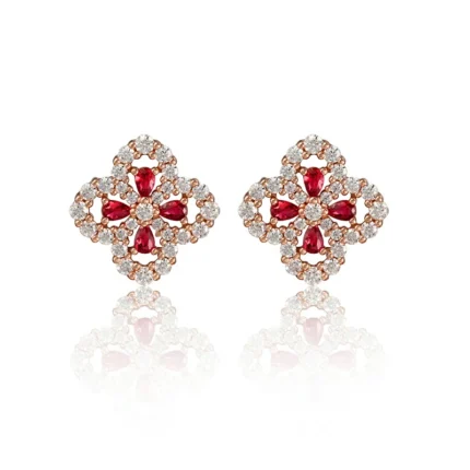 925 Silver Cultured Ruby Earrings E0963