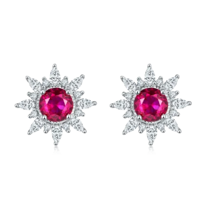 S925 Silver Lab-Created Ruby Earrings - Model E1641R