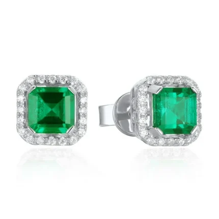 925 Silver Lab-Created Emerald Earrings - Model E2020275