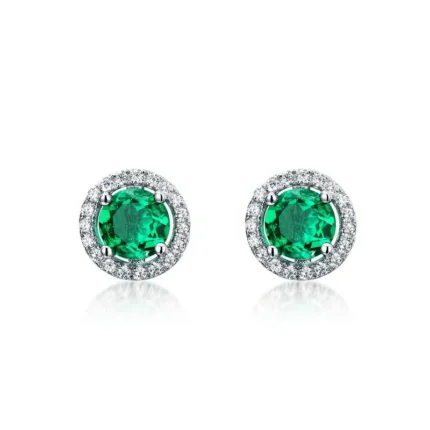 925 Silver Lab-Created Emerald Earrings - Model E2020280