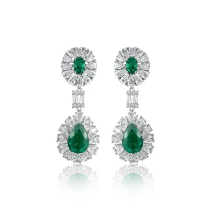 925 Silver Lab-Created Emerald Earrings - Model E2121705
