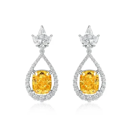 925 Silver Yellow Cubic Zirconia Earrings ES2349C1