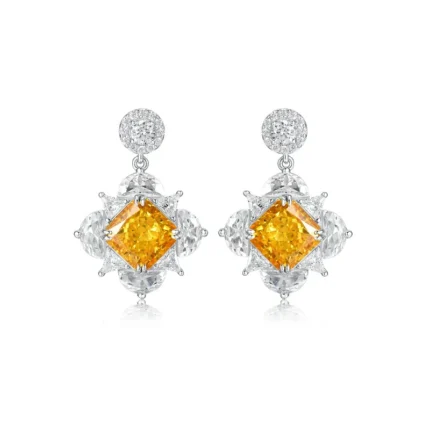925 Silver Yellow Cubic Zirconia Earrings ES2353C1