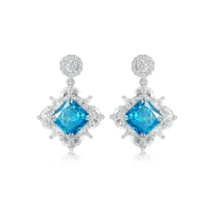 925 Silver Blue Cubic Zirconia Earrings ES2353C1F-2
