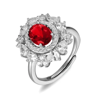 925 Silver Lab-Created Ruby Ring - Model H04R