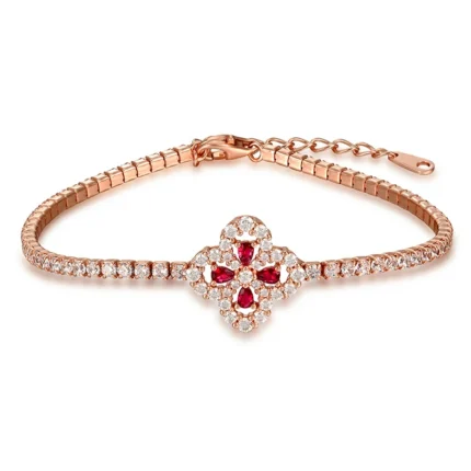 925 Silver Lab-Created Ruby Bracelet - Model L0962