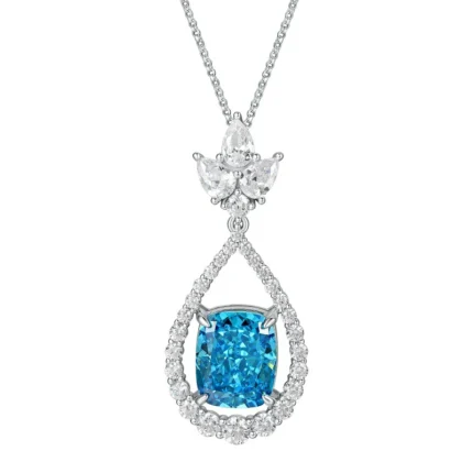 925 Silver Blue Cubic Zirconia Pendant - Model NS0737C1-2 (Chain Not Included)