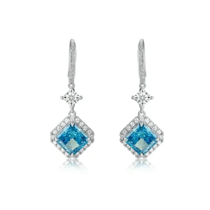 925 Silver Blue Cubic Zirconia Earrings P0037-2