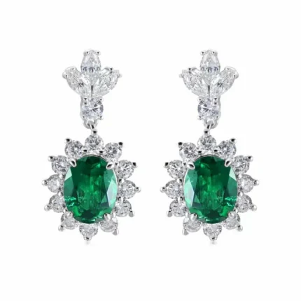 925 Silver Lab-Created Emerald Earrings - Model P0052