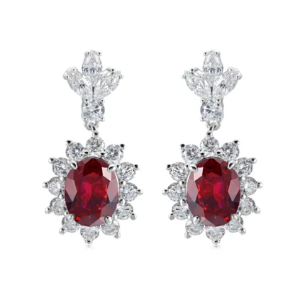 925 Silver Cultured Ruby Earrings P0052—1