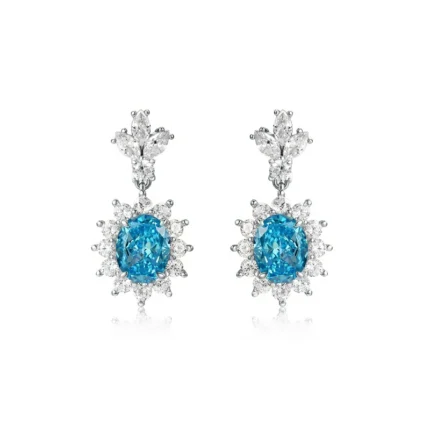 925 Silver Blue Cubic Zirconia Earrings P0052B